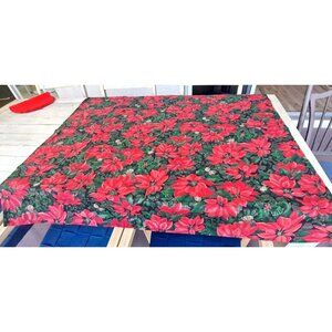 Unbranded Poinsettia Pattern Square Cotton Tablecloth 54x50 No Content/Care Tags